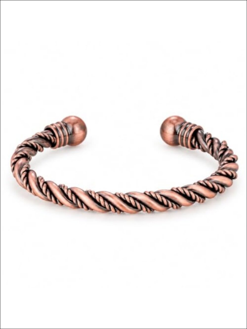 Pure Copper Twisted Rope Cuff Bracelet Handcrafted Adjustable Bangle